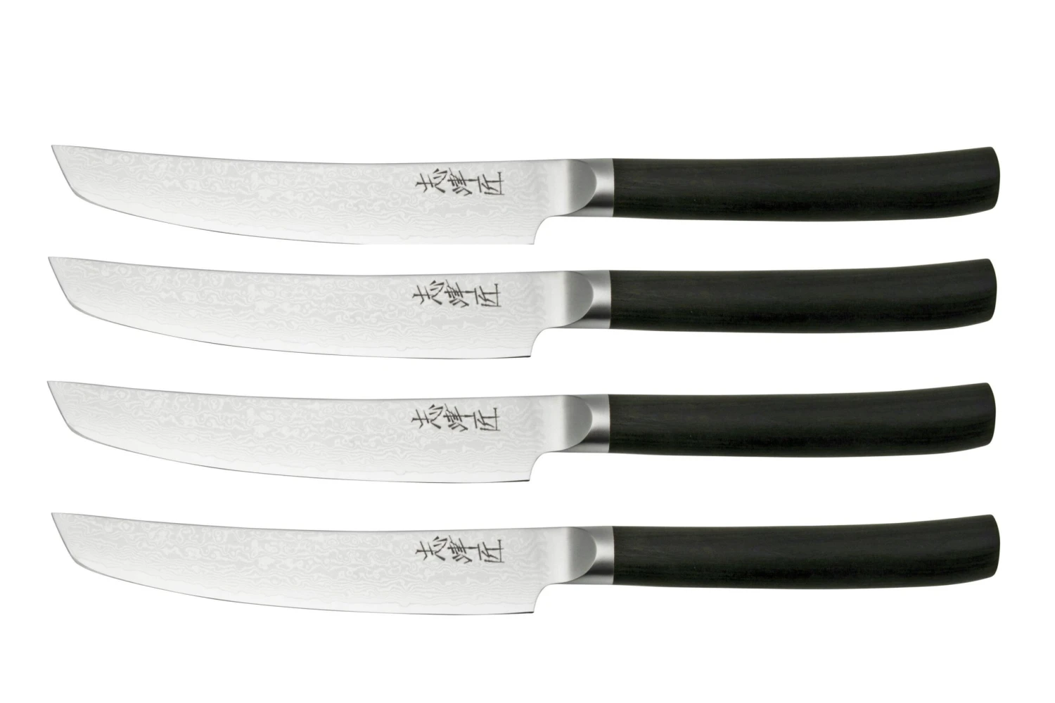 Shizu Hamono Takumi SS-1170-4, Set De Couteaux à Steak En Acier De Damas 4 Pièces, 12.5 Cm 3 Shizu Hamono Takumi SS-1170-4, Set De Couteaux à Steak En Acier De Damas 4 Pièces, 12.5 Cm